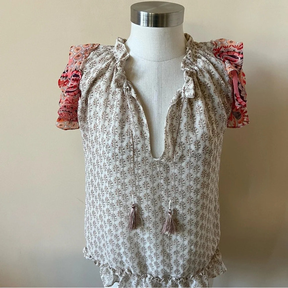 Misa Los Angeles flutter sleeve pattern mix top 17927 - Picture 6 of 12